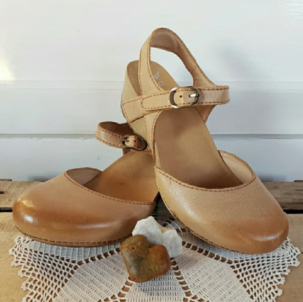 Champagne Dansko Tiffani Mary Jane Clog Sandal Strappy Slingback Boho 39 42 - Picture 8 of 8